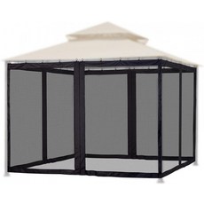 야외파고라 모기장 정자 천막 테라스 파라솔 방충망, 블랙 4문 360x360x220