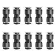 0.6cm1/4인치 OD x 6mm OD 공압 퀵 커넥터 푸시 투 커넥트 피팅 스트레이트 리듀서 유니온/커플러 10개 팩 352278, 1/4 inch-1/4 inch