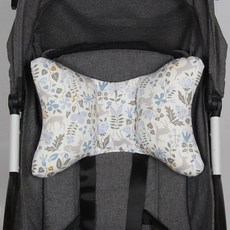 嬰兒枕頭 嬰兒護頸枕 推車護頸防震 寶寶蝴蝶靠枕 新生兒防偏頭定型枕 棉, 藍色花（秋冬款）