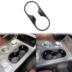 JUIVEEL ABS Central Gear 시프트 패널 커버 센터 콘솔 기어 시프트 패널 커버 Genesis GV80 2025 [PE] 액세서리와 호환 (탄소 섬유 스타일, Water Cup Holder Cover, 탄소 섬유 스타일