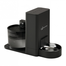 POPOCOLA 寵物餵食器飲水機 乾濕分離 2L/3.3L, 黑色, 1個, 5.3L