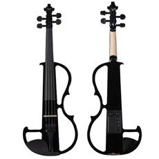 【台灣Jazzy】升級版電子小提琴 4/4尺寸 實木琴身 初學者入門演奏 耳機靜音/可接音箱 多色可選, 黑色, 1個