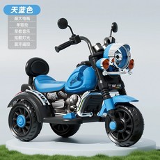商檢合格兒童摩托車充電遙控車，仿真造型，強勁動力，安全穩固防側翻，可坐人童車, 單驅藍【手機藍牙+防爆大電+后椅】-現貨, 1個