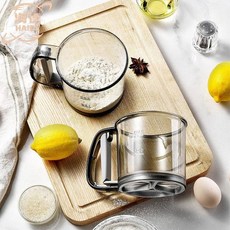 숙성지 주방 요리 체 여과기 머그잔 핸드 프레스 포함 밀가루 체질기 페이스트리 액세서리 용품 3 컵, 1개