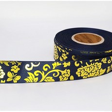 금빛목단 금박 색동무늬 국화 답례품 과일 떡 명절리본 설 실리콘 선물 포장 추석 전통리본 25mm, 25mm(25yd), 1개, 금빛목단 H49곤색