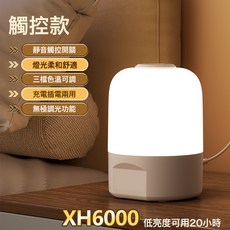led小夜燈臥室睡眠燈護眼檯燈學生宿舍充電夜光牀頭燈氛圍燈, 充插兩用/無顯示屏【觸摸開關+三色溫+無極調光】:5V1A