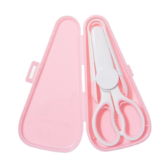BEBE THERA 攜帶式陶瓷食物剪刀+矽膠食物夾, 粉紅色, 1個
