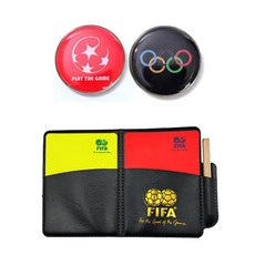 축구 심판 카드 레드카드 호루라기 심판 장비 세트, 레드 옐로카드 + 사이드 코인, 1개