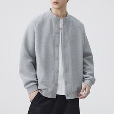 HOMASS 봄 가을 남성 와플 맨투맨 가디건 캐주얼 아우터