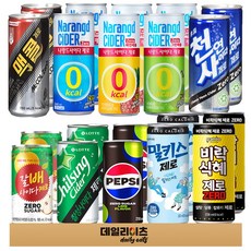 [데일리이츠] 제로칼로리 음료 소캔 10종류 2개씩 총 20개 믹스세트 (펩시제로 칠성사이다제로 나랑드사이다제로 밀키스제로 갈배사이다제로 비락식혜제로 등), 1세트, 250ml