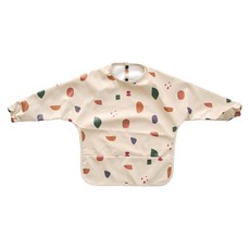 마롤로뜨 아기 긴팔 방수가운 턱받이 침받이 자기주도 미술가운 문센 어린이집, 1개, 1개입, 지오 베이지_방수가운턱받이