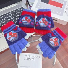 秋冬必備 兒童半指翻蓋手套秋冬季男孩卡通蜘蛛俠針織露指學生保暖