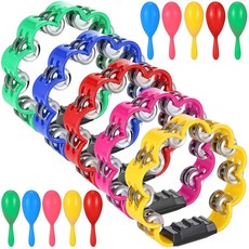 AOKISY 15피스 꽃잎 탬버린 세트 - 모래 망치 포함 징글 올 웨이! 더블 로우 메탈 핸드 헬드 타악기 드럼 바 파티 KTV 학교 가족 기독교 댄스 크리스마스 자선 프로