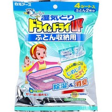 【JPGO】日本進口 白元 乾燥up棉被除濕消臭劑 四枚入(兩份) - 居家除濕好幫手，告別濕氣與異味, 1個