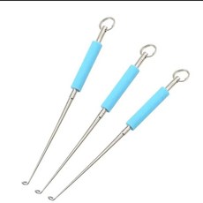 臺灣出貨 盲捅取鈎器 摘鈎器 取魚器 脫鈎神器 深喉取鈎器 脫鉤器 日式摘鉤 深口起鈎器 釣魚垂釣配件 漁具用品, 橡膠手柄脫鉤器[3個裝], 1個