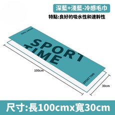 毛巾 運動吸汗速乾毛巾 涼感巾 涼感毛巾 吸水毛巾 快乾毛巾 擦汗巾 健身毛巾 冰涼巾 吸水布 冰毛巾 夏季涼感降溫毛巾, 深藍+淺藍, 1個