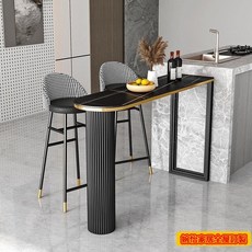 DYOF 輕奢吧臺桌 傢用客廳靠墻隔斷小吧臺 現代廚房餐邊巖闆中島臺 高腳桌 餐邊櫃, 單桌子全黑支架,160*40*105, 1個