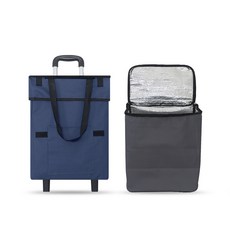 모니즈 접이식 패브릭 장바구니 캐리어 쇼핑카트 휴대용 핸드카트, 카키+전용보냉백, 1개