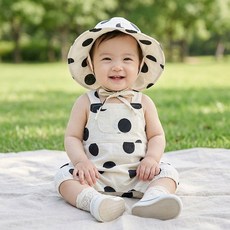 빅도트 우주복 아기 남아 여아 나시 민소매 앞포켓 바디슈트 모자세트