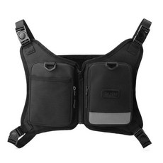 多功能包 2024春季新款戰術馬甲包騎行背包男女同款工裝包時尚迷彩胸包, 黑色, 1個