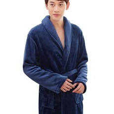 Love Pinko 男士超細纖維浴袍, 海軍藍, 1組