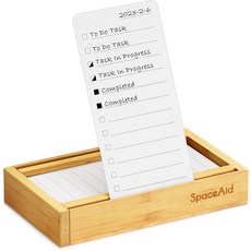 SpaceAid 투두리스트 플래너 데일리 체크리스트 메모장 대나무 홀더 포함, 1세트, 내추럴