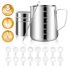 PROKITCHEN 스테인리스 우유 거품기 600ml 라떼 아트 펜 셰이커 세트
