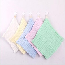 가제손수건 뽀송 거즈 고리타올 5장 세트 어린이집 손닦는수건 고리수건 답례품, 5개, 랜덤색상