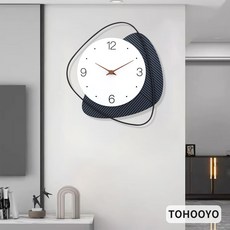 블랙 화이트 우드 패턴 지오메트리 벽시계 스트라이프 질감 믹스 디자인 미니멀 모던 무소음 추 인테리어 소품 거실 침실 집들이선물, black