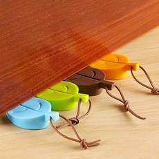 마벨인홈 안전제일 나뭇잎 실리콘 도어스토퍼 4개입, 블루+그린+브라운+옐로우, 1세트