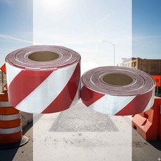 백+적 사선 프리즘 고휘도 벌집반사 공사용품 위험스티커 가이드라인 야간용품 안전스티커 화물차부착, 5cm-45.7M (1롤)