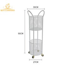 輕奢浴室收納籃 帶輪雙層置物架 衛生間廁所洗手間移動儲物架, 白色, 1個