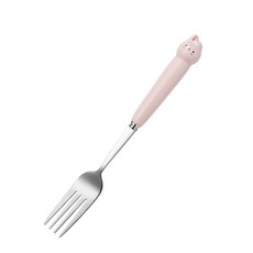 餐具組 勺子 湯匙套裝 不鏽鋼筷子 便攜式餐具, 1個, 粉兔叉