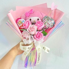 로맨틱앤 인형 꽃다발 산리오 시나모롤 쿠로미 어린이 킨더조이꽃다발, hot pink, 1개