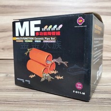 多功能陶管組(黑/紅3管) 大型蝦屋三管 異型 底棲魚 螯蝦 躲避, 1個, F-911-M 多功能陶管組(紅3管)
