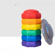 밸런스스톤 밸런스스톤놀이방법 밸런스 벨베이비밸런스스톤 발톱깎이 유아체육, 1개, 1cm, 팔각형 무지개 돌 세트+밸런스 보드