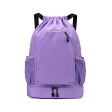 台灣出貨 羽球背包 羽球後背包 大容量運動背包 網球包 乾濕分離抽繩束口健身背包, 紫羅蘭, 1個