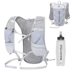 Azarxis 하이킹 하이드레이션 팩 5L 러닝 백팩 데이팩 조끼 2L 물주머니 포함 여성 남성 사이클링 자전거 트레일 레이스 #01 그레이 500ml 물병 176454, #02 Grey with a 350ml Water Bo