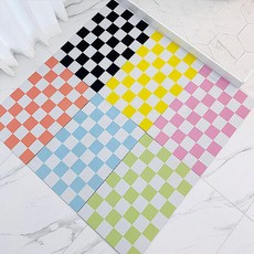 아트박스/포유매트 포유 욕실 화장실 파스텔 체크무늬 규조토 발매트, 체커 파스텔 규조토 발매트, 40x60cm, 블루