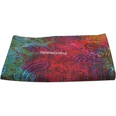 퀸/트윈/킹 핸드메이드 멀티 타이 다이 페이즐리 프린트 퀼팅 스크린 칸타 퀼트 침대 커버 스프레드 보헤미안 침구 담요 던지기 (90X108 인치), 90X108 인치