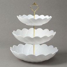 비타리토 3단 디저트 트레이 백화 꽃잎 과일그릇 애프터눈티트레이 베이커리접시 빵접시 샐러드그릇 빵그릇 홈파티접시 브런치그릇 샐러드접시 디저트그릇+동아상사Shop, 빠른배송