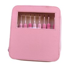 編織工具粗柄毛衣針 新款漸變色鉤針軟柄一套8支PU包裝帶配件, 1個