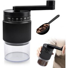 에스프레소용 세라믹 버가 장착된 수동 커피 그라인더 30g 용량의 핸드 원두 분쇄기 크랭크 방식 여행 캠핑 사무실 가정에서 272642, Black