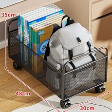 책가방정리함 보관함 포함 이동식 중간 바구니 트롤리 학원가방정리 블랙 바퀴 수납함, 1개, I. 블랙 대형 넓은 책을 가로로 놓을 수 있음 바퀴