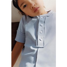 [국내배송] 자라 ZARA 오버록 버튼 티셔츠 - 라이트 블루 971568