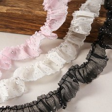 은하수 프릴 레이스 30mm 의류 인형옷 탑꾸 리본공예 부자재 재료 90cm, 1개, 블랙