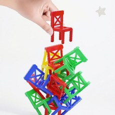 18p 균형 쌓기 의자 블록 파티 가족 모임 실내 두뇌 발달 집중력 향상 어린이, 1개, 상세페이지 참조