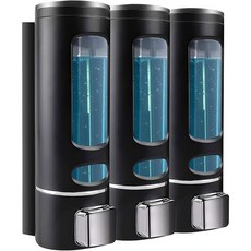 GAPINO 샴푸 디스펜서 상업용 고급 욕실 디스펜서 타공 없는 벽부착형 3구 400ml, 크롬실버, 1개
