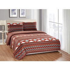 Rugs 4 Less 나바호 부족 아메리카 원주민 패턴 러스틱 남서부 침대 시트 세트 청록색 블루와 브라운 - 유타 침대 시트 세트 (퀸 브라운)