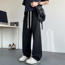 針織垂感寬鬆直筒休閒長褲